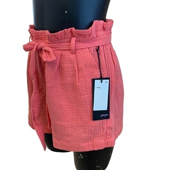 NEW Wild Fox Tea Rose Paper-bag Shorts with Tie Size Med - Picture 4 of 6